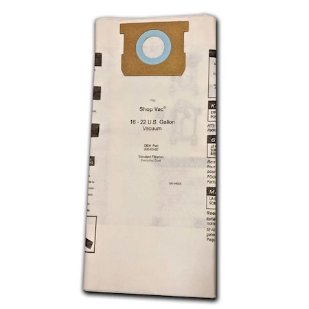 Green Klean Microplus 906-63-00 16 - 22 Gallon Medium Efficiency 540-06 Replacement Paper Filter Bag, 15PK GR134940